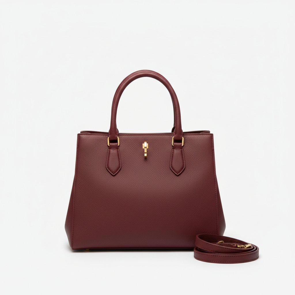 Torebka Damska Bordowa Elegancka ze Skóry Ekologicznej